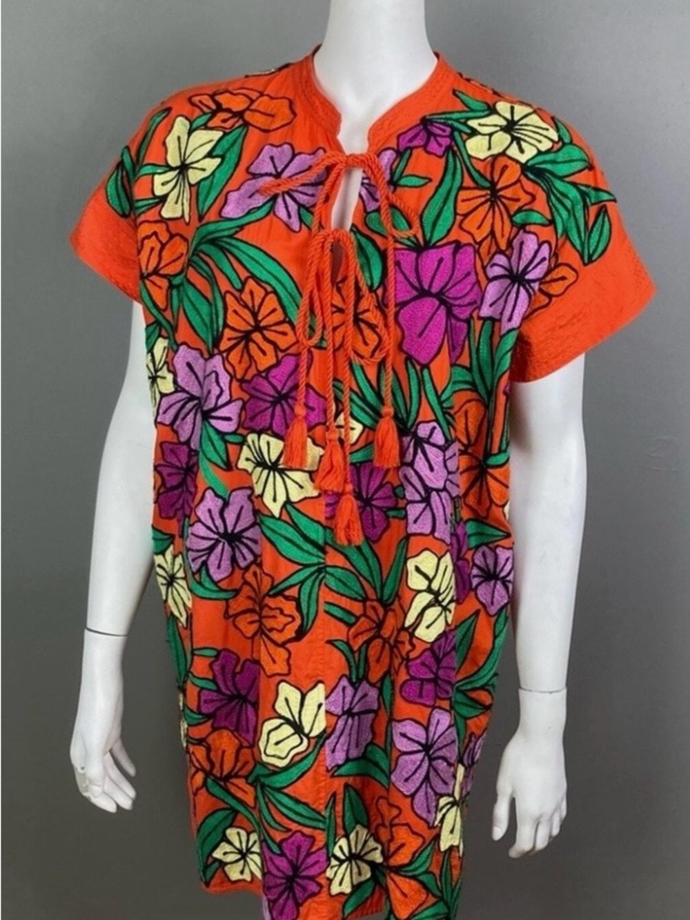 Anthropology Roller Rabbit Embroidered Tunic Dress Cover Up  Size Medium